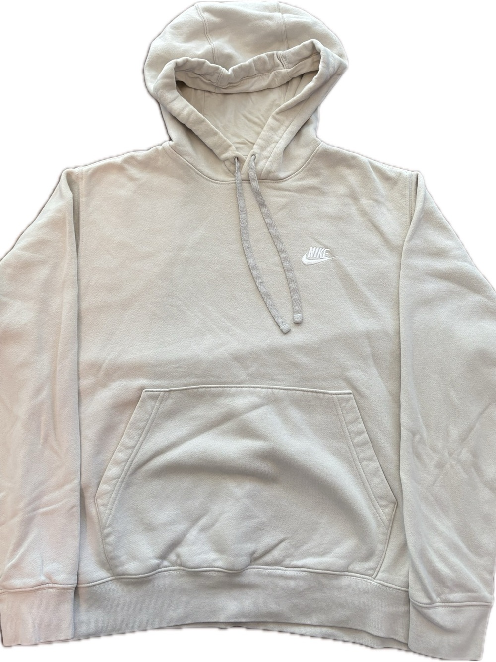 Nike Men's Soft Light Beige Pullover Hoodie with Small Logo
